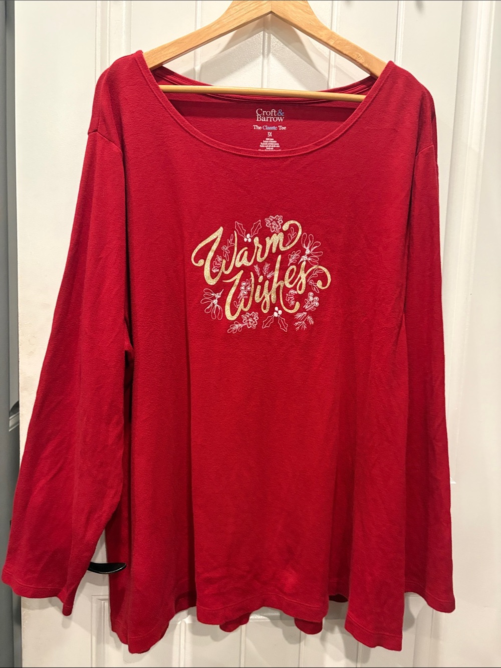 croft & barrow Red Long-Sleeve 'Warm Wishes' Script Tee 3Xl
